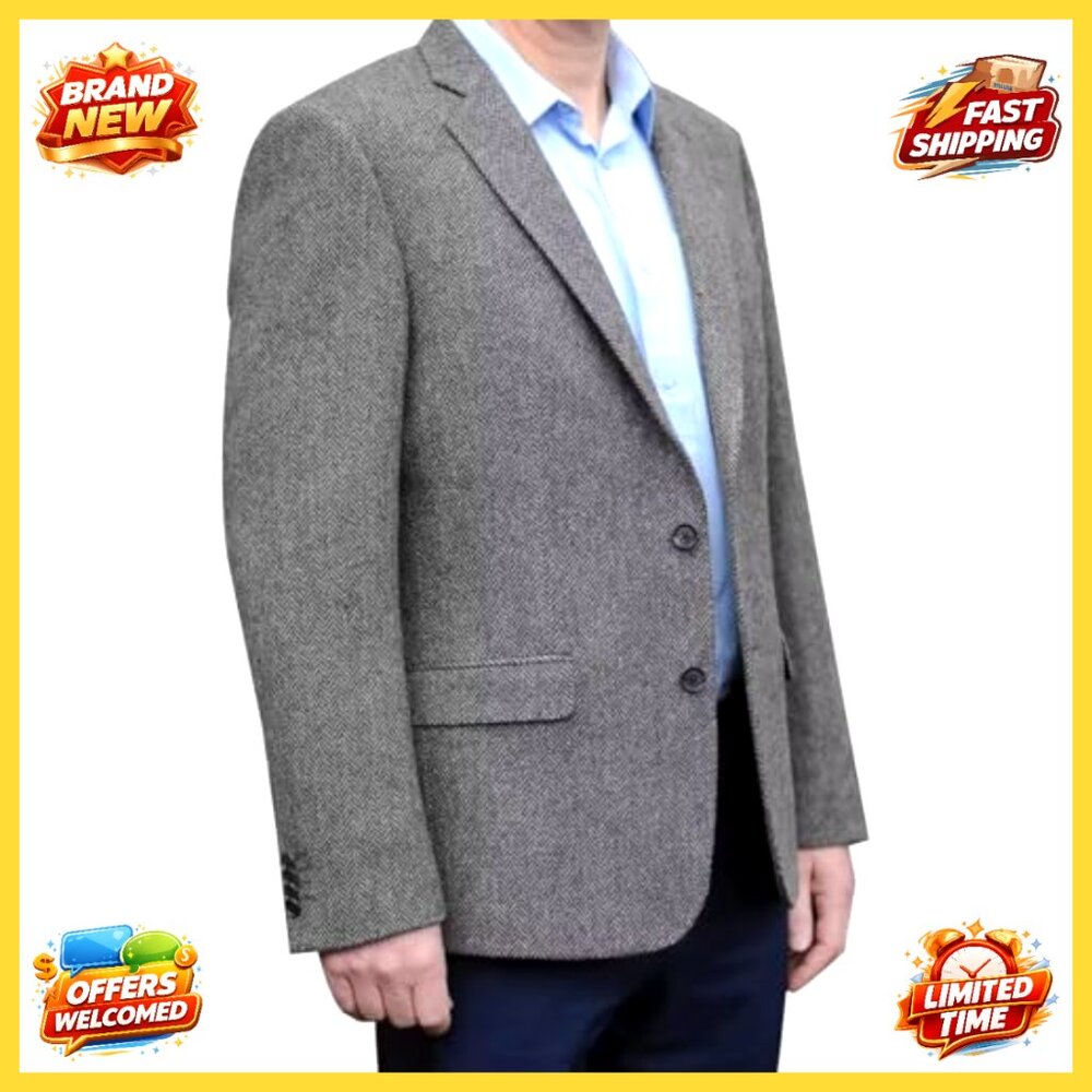 Tweed Blazer Herringbone Pattern Lightweight Casu… - image 2